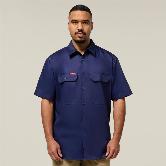 Eh Yakka Mens Ss Cotton Shirt Drill Work Shirt With Emb 